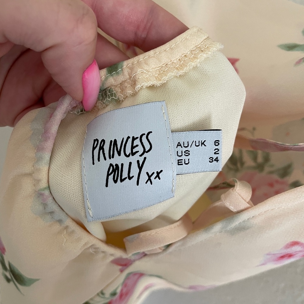 Princess Polly Watson Mini Dress Yellow cream floral size 2 romantic coquette - Picture 6 of 6